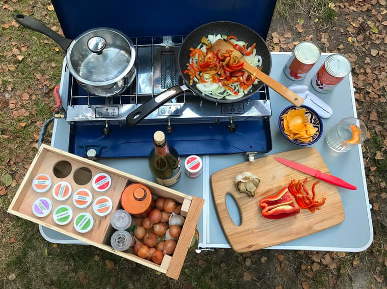 cooking on a propane stove