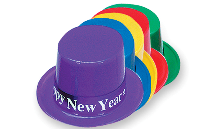 Assorted Plastic Top Hat with Happy New Year Band