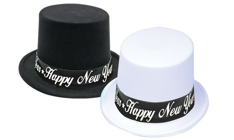 BLACK AND WHITE VELOUR TOP HATS