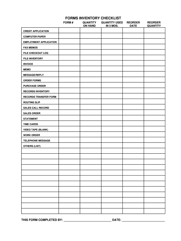 inventory form Preview on Page 1