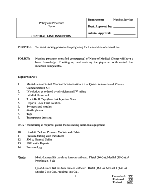 Sign language classifiers - 1 Policy and Procedure Form CENTRAL LINE INSERTION ...