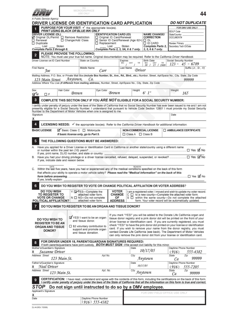 dl 44 form pdf Preview on Page 1