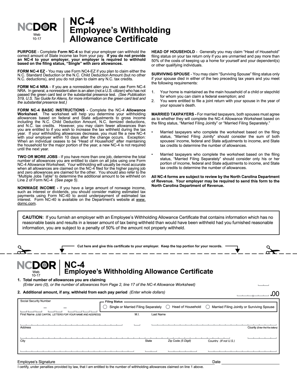 Form NC-4 2017-2024