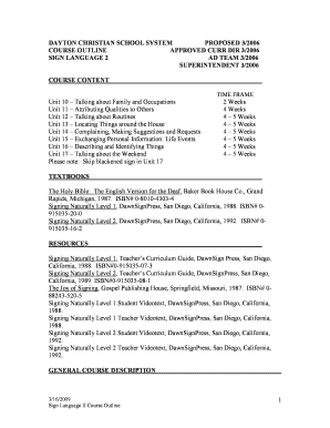 3 4 worksheet part 1 asl - Sign Language II Course Outline - Dayton Christian High School