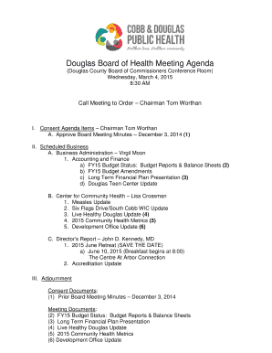 Douglas Board of Health Meeting Agenda