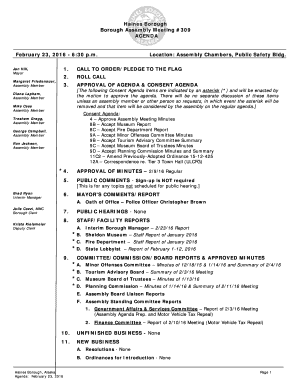 Lions club meeting agenda sample - 2/23/16 Assembly Meeting Agenda PACKET - Haines Borough