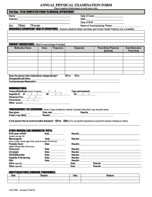 Physical Examination Form Template from www.pdffiller.com