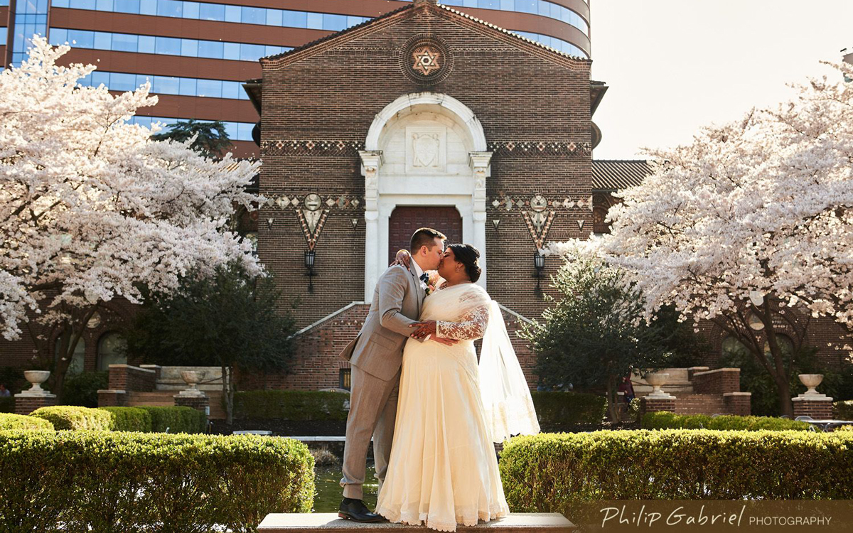 A couple in the Harrison Garden.