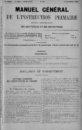 vignette collection Manuel général de l'instruction primaire