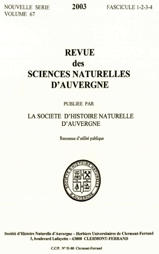 vignette collection Revue des sciences naturelles d'Auvergne