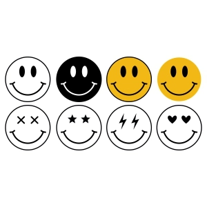 Smiley Faces SVG Bundle, Smiley Emojis SVG Files Vector Designs Vector Illustration