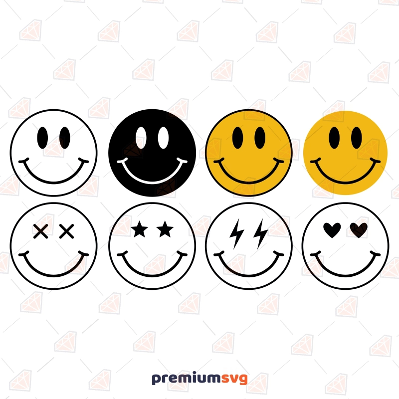 Smiley Faces SVG Bundle, Smiley Emojis SVG Files Vector Designs Vector Illustration Svg