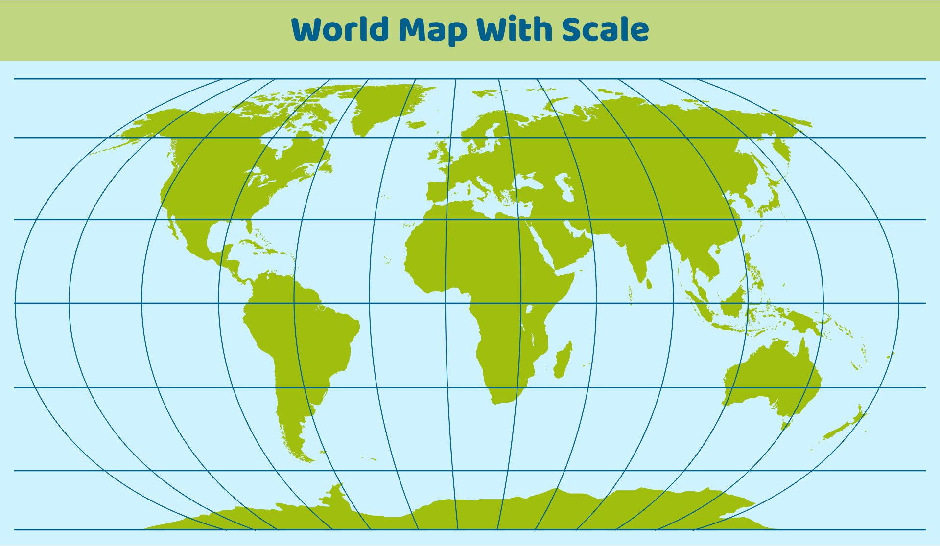 World Map Scaled To Size - Map of world