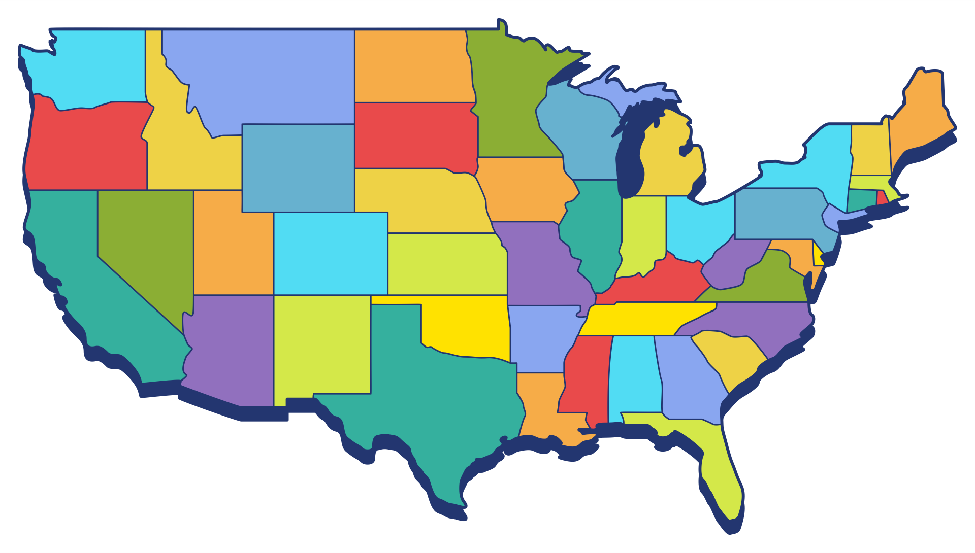 Usa Map Blank Color