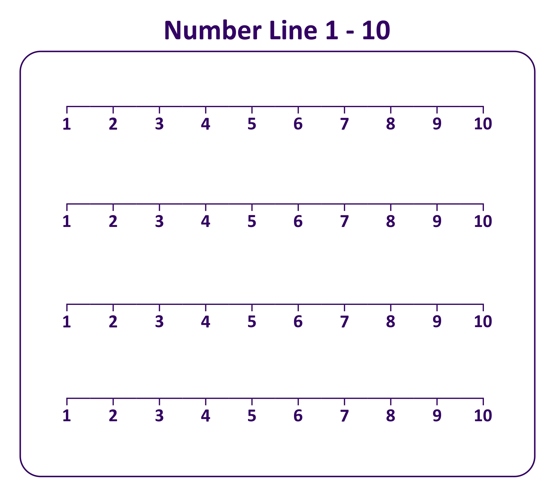 Number Lines 1-10 Printable