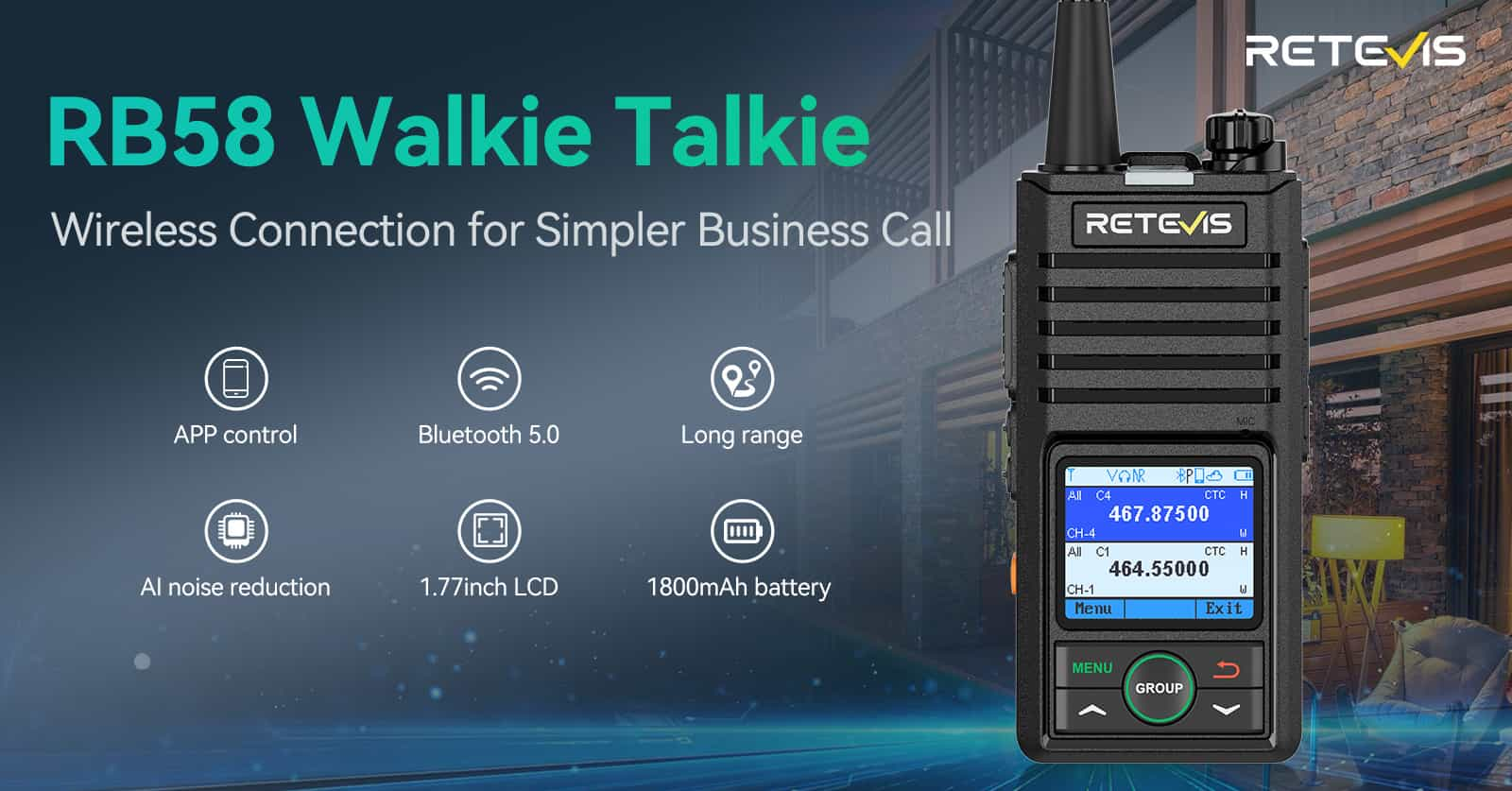 RB58 Two Way Noise Reduction APP Control Bluetooth Radio