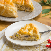 Pastel de pollo y champiñones