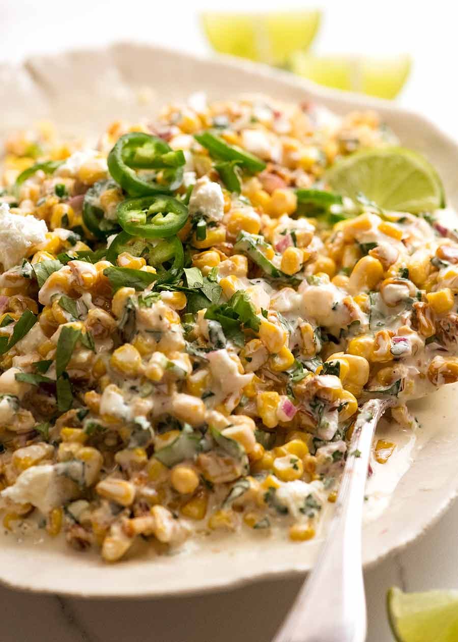 Mexican Corn Salad on a plate ready to be served