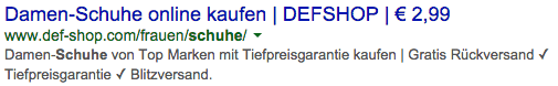 Def-Shop in den Google Serps