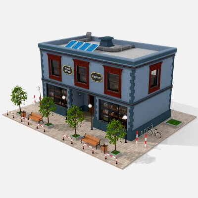 Book Store + Library 3D Model