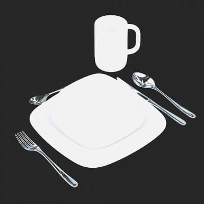 White Tableware 3D Model