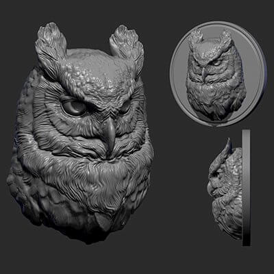 Owl Sculpture 3D Model