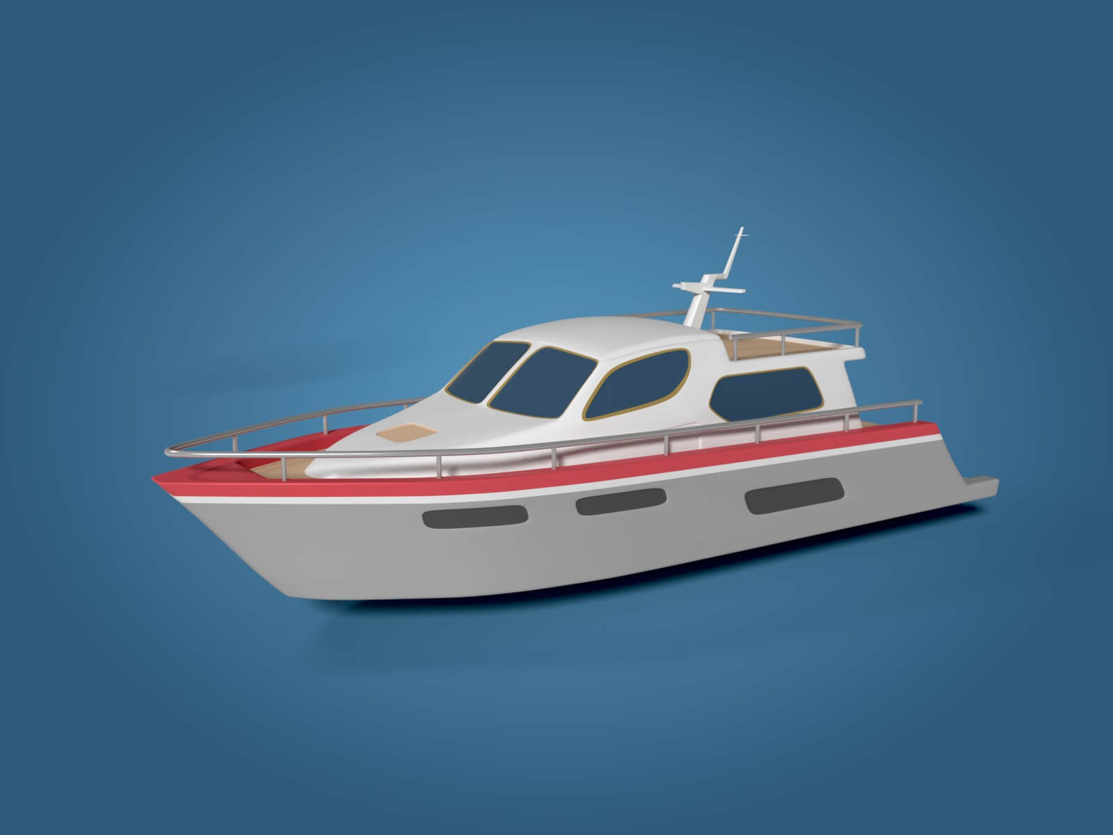 Cartoon Yacht 3D Model