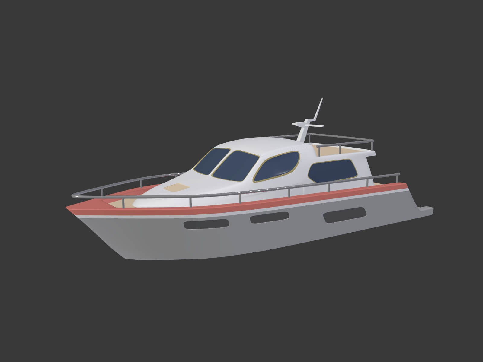 Cartoon Yacht 3D Model