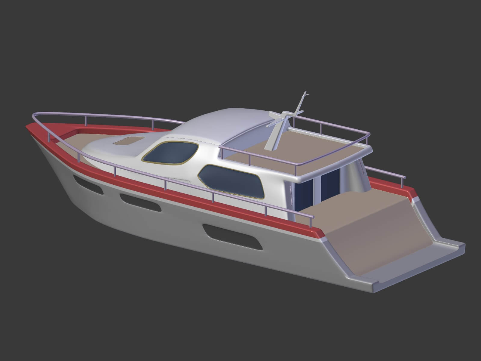 Cartoon Yacht 3D Model