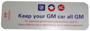 "Keep Your GM All GM" Air Cleaner Decal