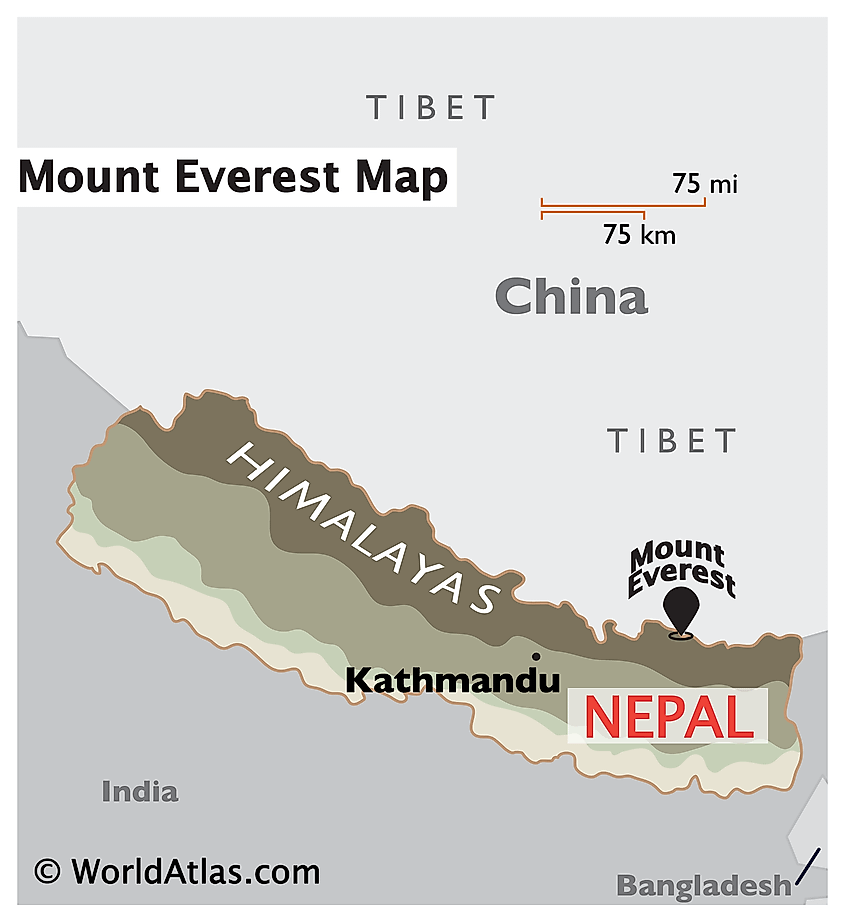 Where Is Mt Everest Located On A World Map - United States Map