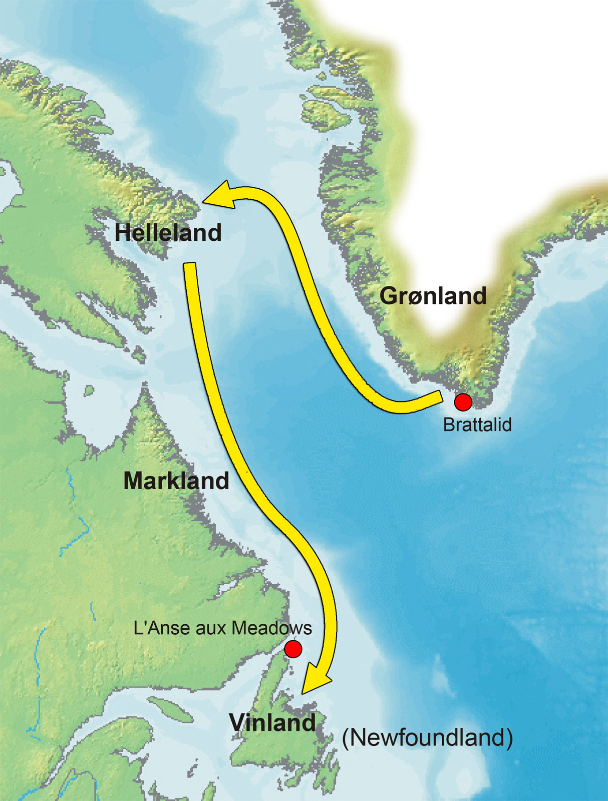 Map of the Greenland-Vinland Voyage (Illustration) - World History ...