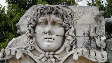 Stone-carved Medusa head from the temple of Apollo at Didyma