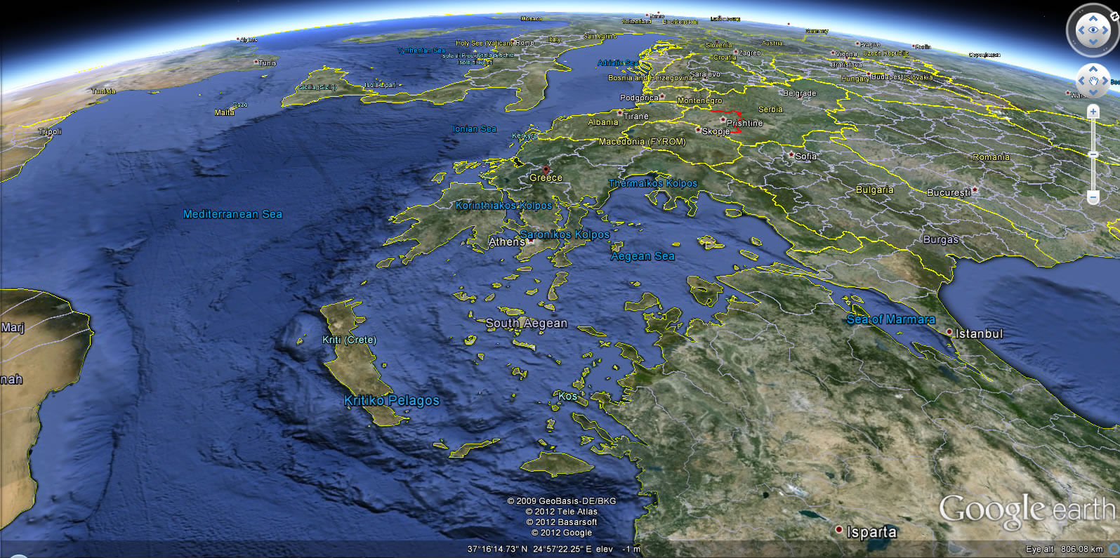 Greece Earth Map