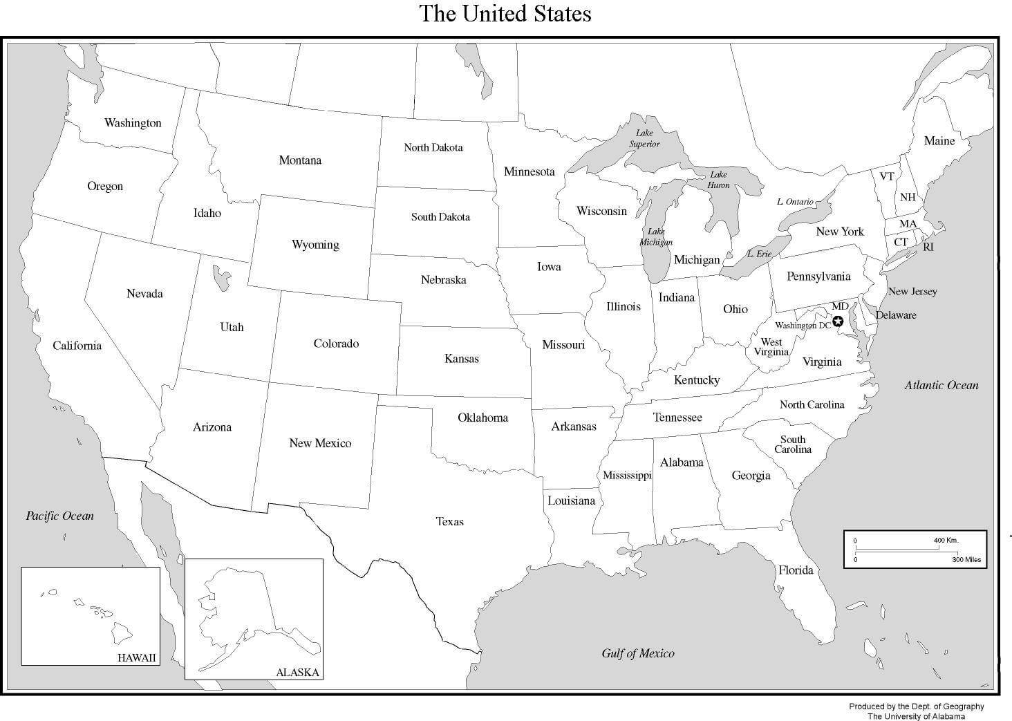 US States Outline Map