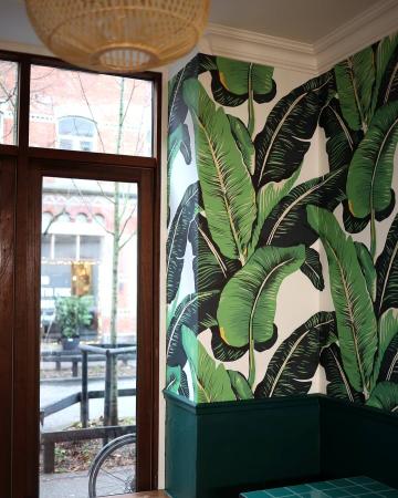 Green Banana Leaf Pattern Wallpaper Mural