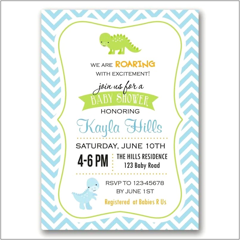 Baby Dinosaur Baby Shower Invitation Template Free