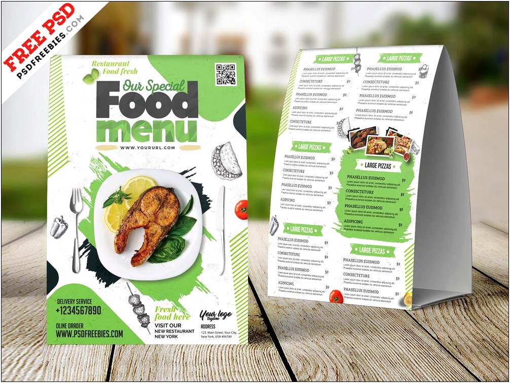 Fast Food Menu Table Tent Template Free Psd