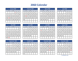 2060 Calendar in PDF