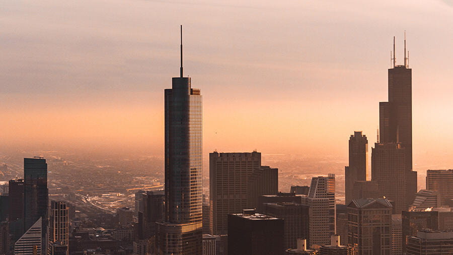 Downtown cityscape at dusk