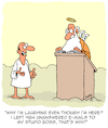 Cartoon: Dead and Laughing (small) by Karsten Schley tagged death,afterlife,paradise,emails,employers,employees,managers,workload,business,economy,society