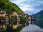 Hallstatt, Austria, Jezioro, Domy, Góry