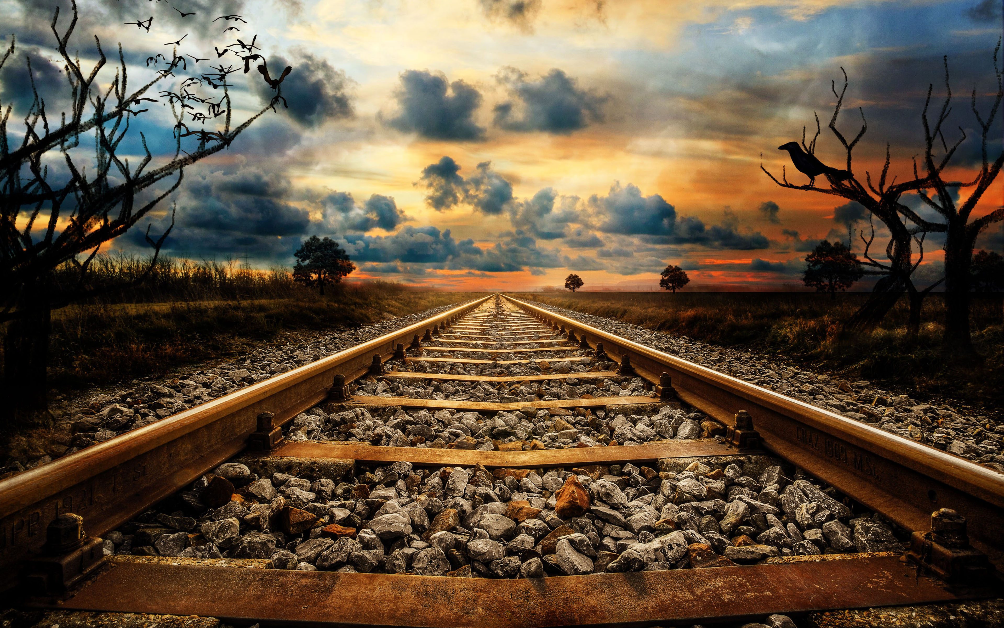 Train Line Background Hd - 3840x2400 Wallpaper 