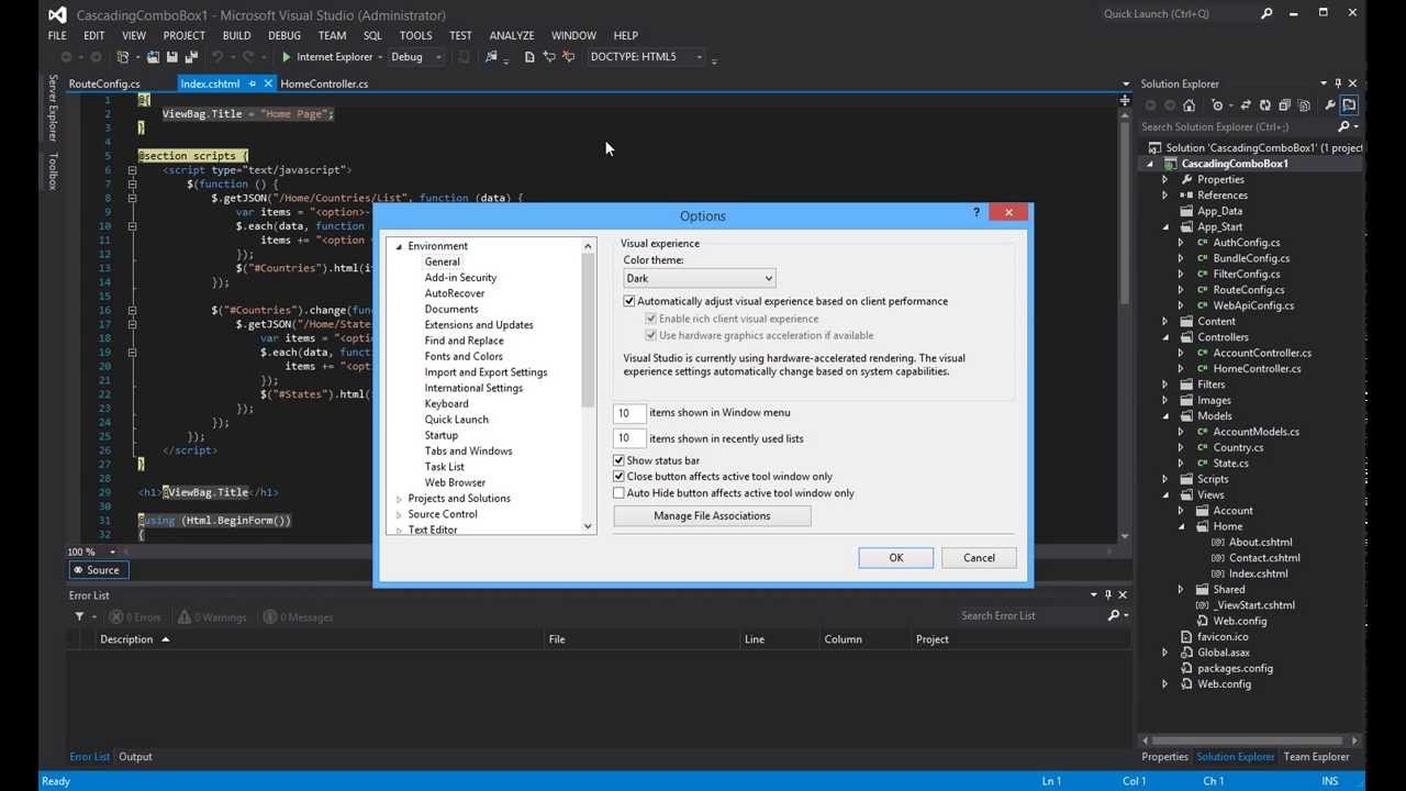 Change Theme in Visual Studio: