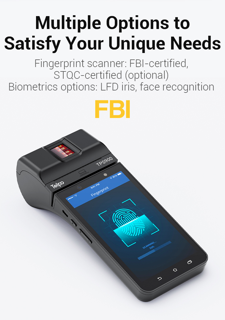 Smart TPS900 is Biometric POS Terminal with optional fingerprint reader, iris reader, face reader 