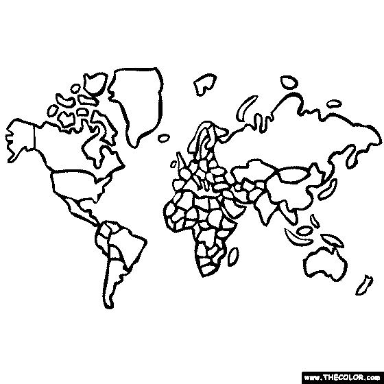 Continents Online Coloring Pages