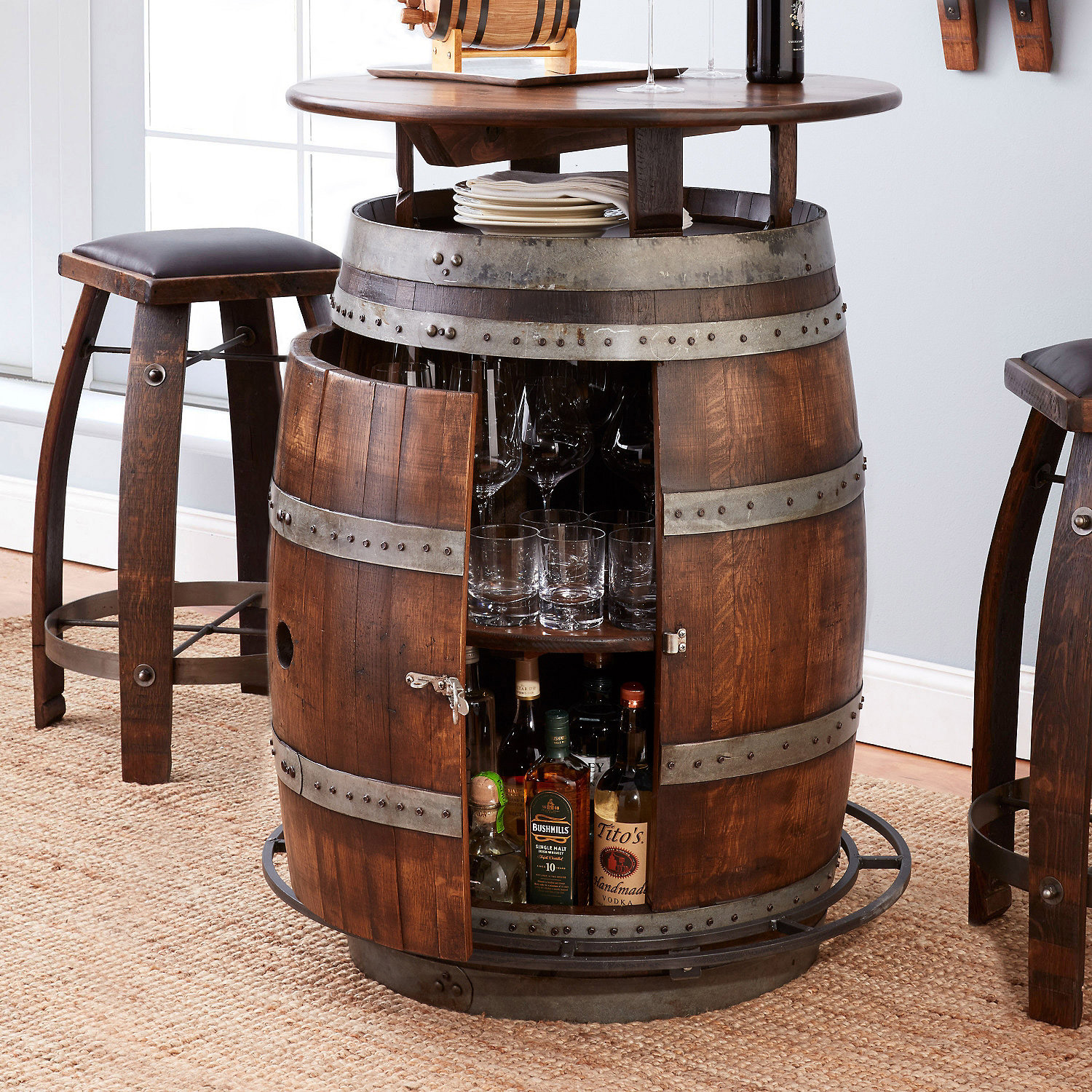 Wine Barrel Bar Table