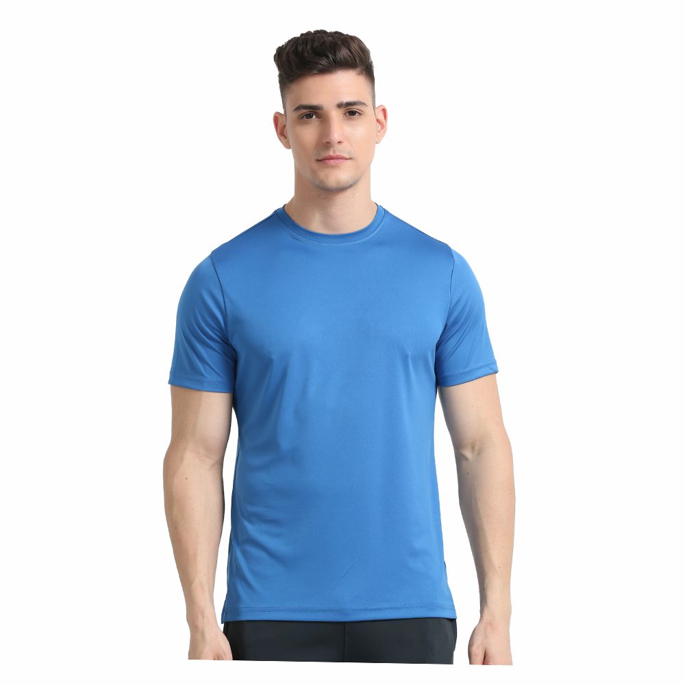 SKECHERS - ROYAL BLUE ROUND NECK  T - SHIRT- 100% POLYESTER