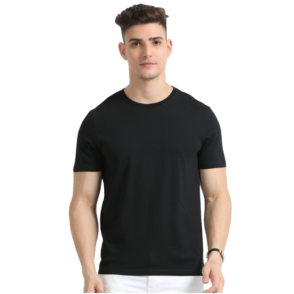 SKECHERS - BLACK ROUND NECK  T - SHIRT - 60% COTTON - 40% POLYESTER