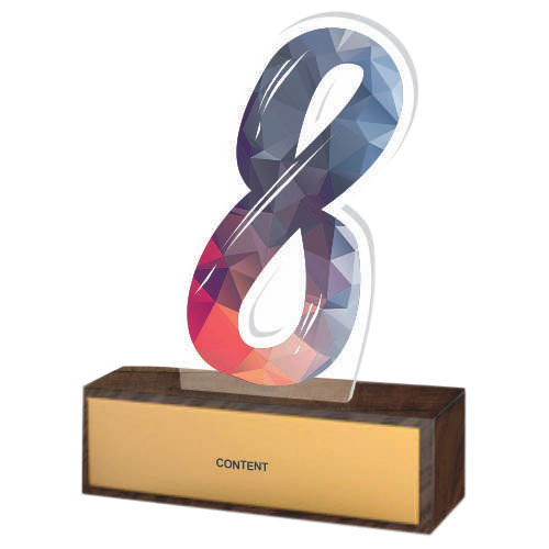 Acrylic Trophy - FT 335 - 8 Year Long Service Award